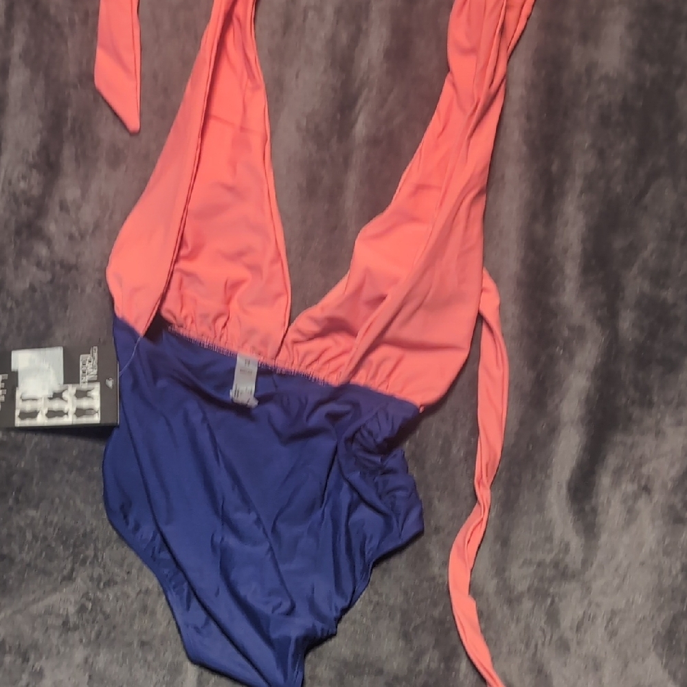 Red and Blue Halter Swimsuit - Picture 3 of 4